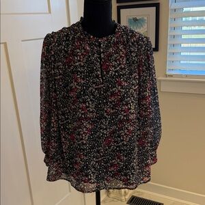 Rebecca Minkoff Black and Pink Floral Blouse